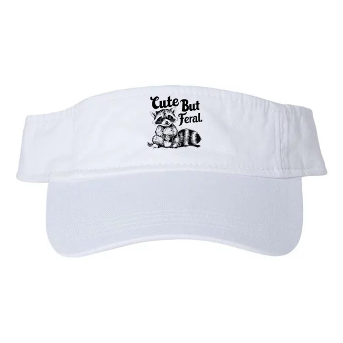 Feral Girl Summer Funny Meme Cute But Feral Raccoon Vacation Valucap Bio-Washed Visor