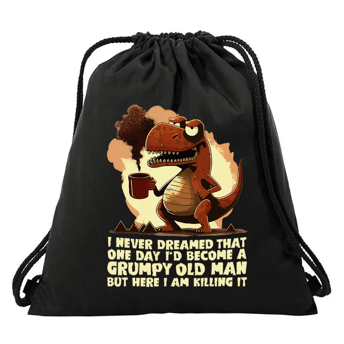 Funny Grumpy Tyranno Grumpy Old Man Drawstring Bag