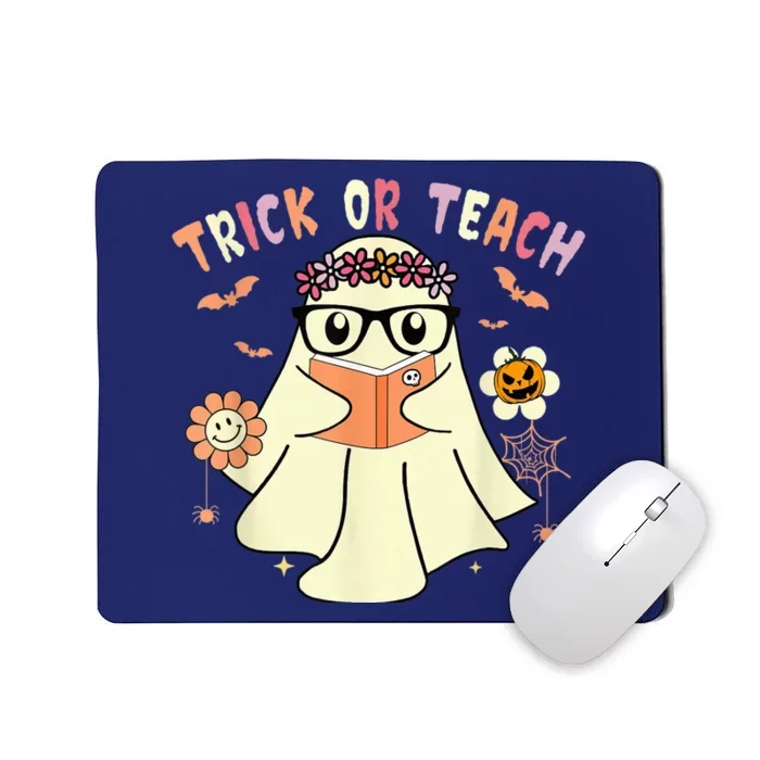 Floral Ghost Teacher Halloween Shirts Wo - Trick Or Teach Mousepad