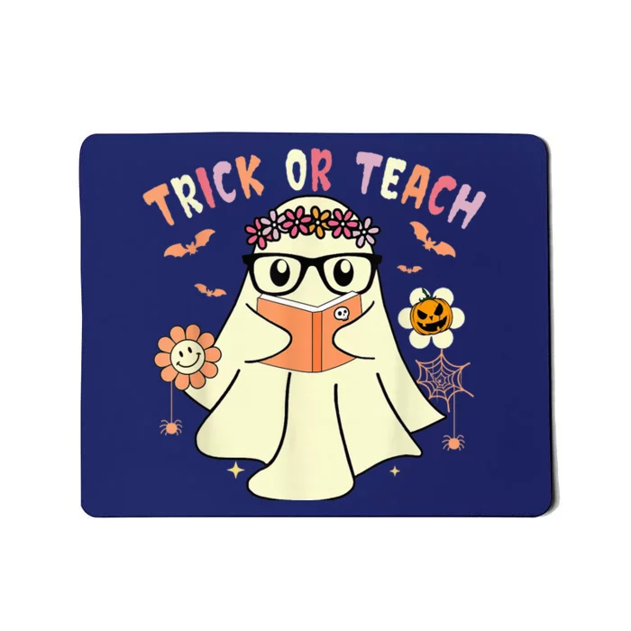 Floral Ghost Teacher Halloween Shirts Wo - Trick Or Teach Mousepad