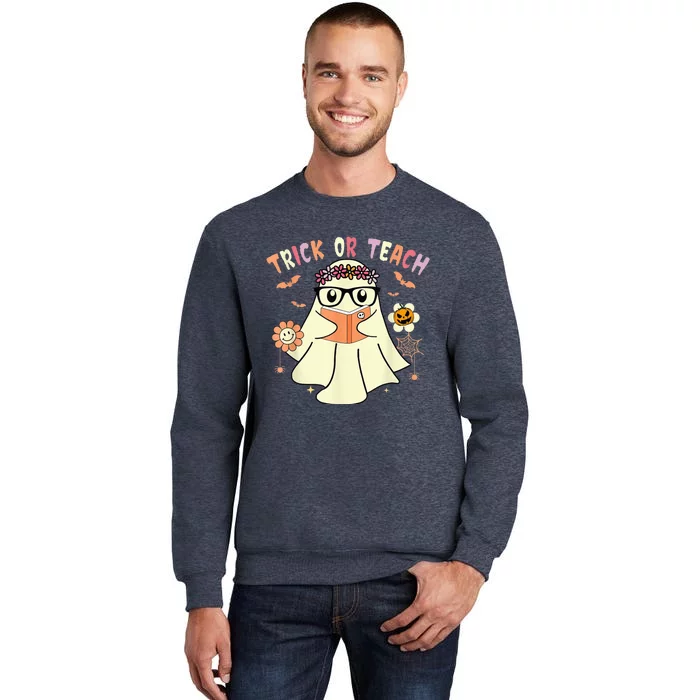 Floral Ghost Teacher Halloween Shirts Wo - Trick Or Teach Sweatshirt