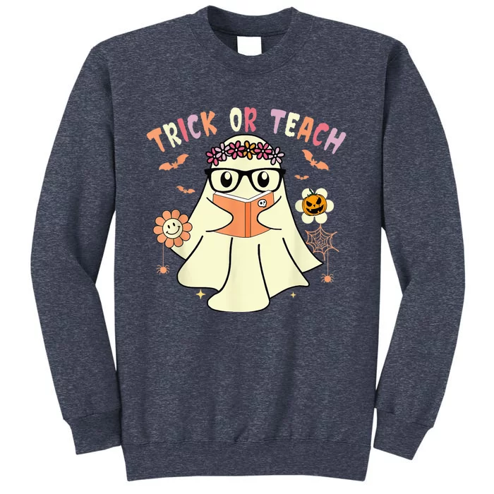 Floral Ghost Teacher Halloween Shirts Wo - Trick Or Teach Sweatshirt