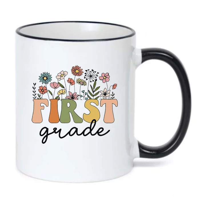 First Grade Teacher Wildflower Back To School Floral Outfits Black Color Changing Mug