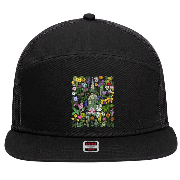 Flower Graphic Tees For Women Wildflower Floral Gardening 7 Panel Mesh Trucker Snapback Hat