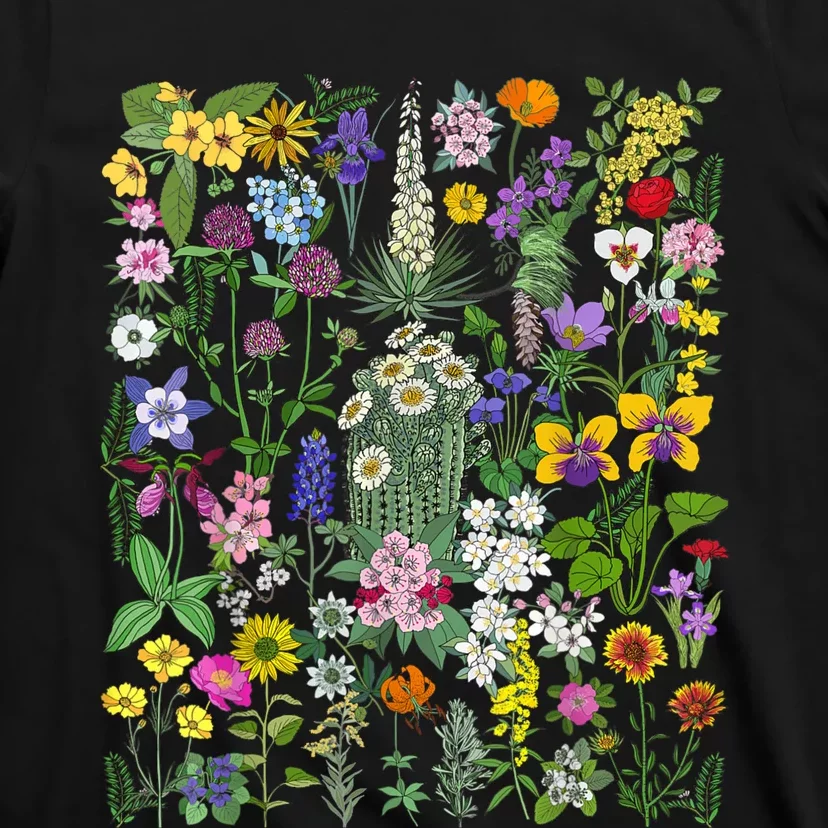 Flower Graphic Tees For Women Wildflower Floral Gardening T-Shirt