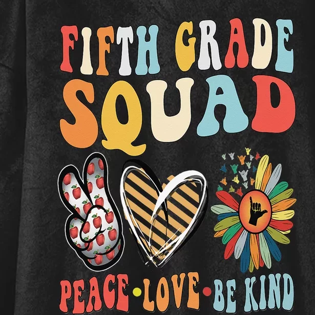 Fifth Grade Teacher Squad Be Kind Groovy 70s Back To School Hooded Wearable Blanket