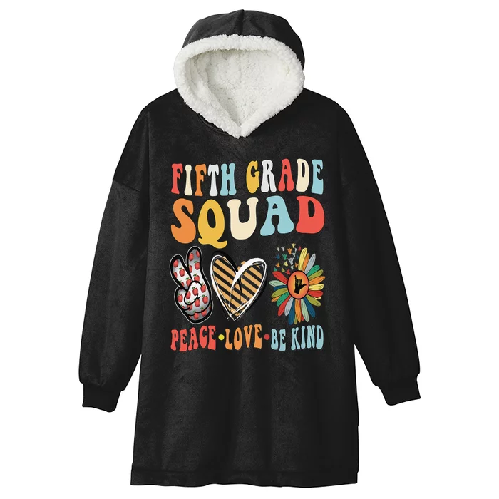 Fifth Grade Teacher Squad Be Kind Groovy 70s Back To School Hooded Wearable Blanket