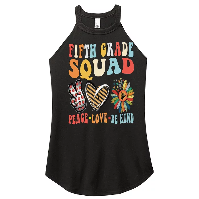 Fifth Grade Teacher Squad Be Kind Groovy 70s Back To School Women’s Perfect Tri Rocker Tank