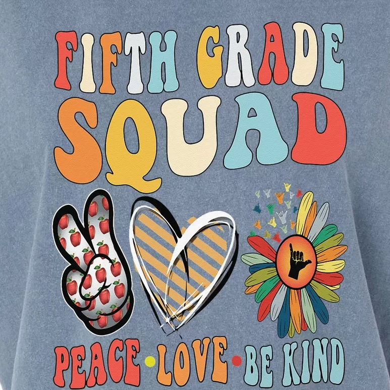 Fifth Grade Teacher Squad Be Kind Groovy 70s Back To School Garment-Dyed Women's Muscle Tee