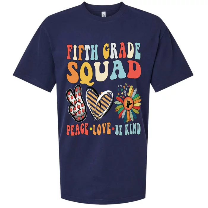 Fifth Grade Teacher Squad Be Kind Groovy 70s Back To School Sueded Cloud Jersey T-Shirt