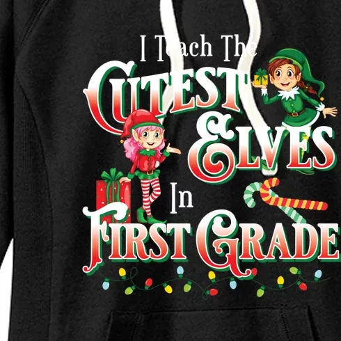 First Grade Teacher Christmas Gift Women's Fleece Hoodie