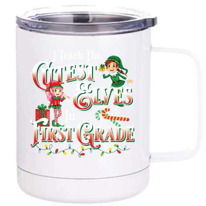 First Grade Teacher Christmas Gift Front & Back 12oz Stainless Steel Tumbler Cup