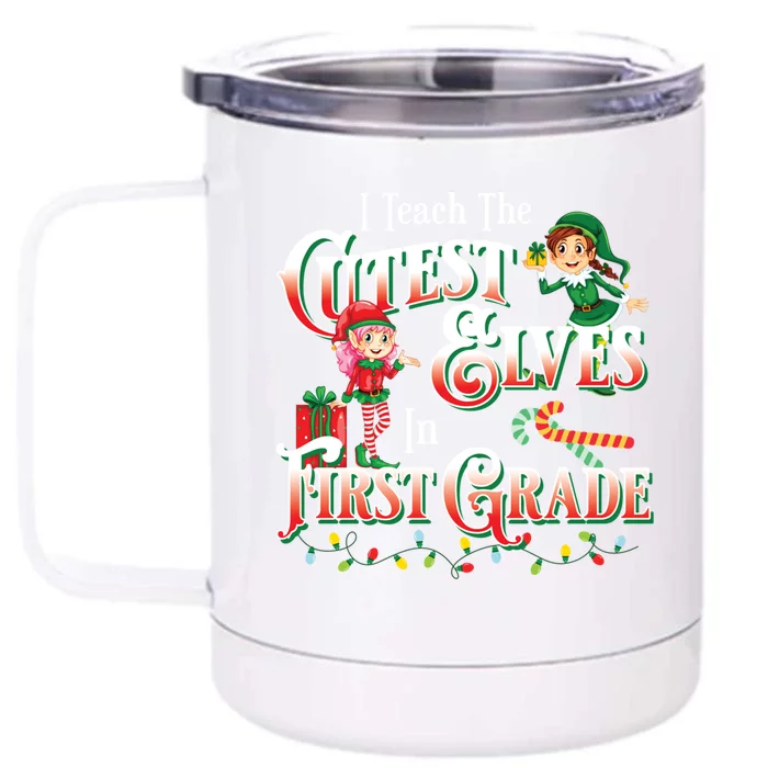 First Grade Teacher Christmas Gift Front & Back 12oz Stainless Steel Tumbler Cup