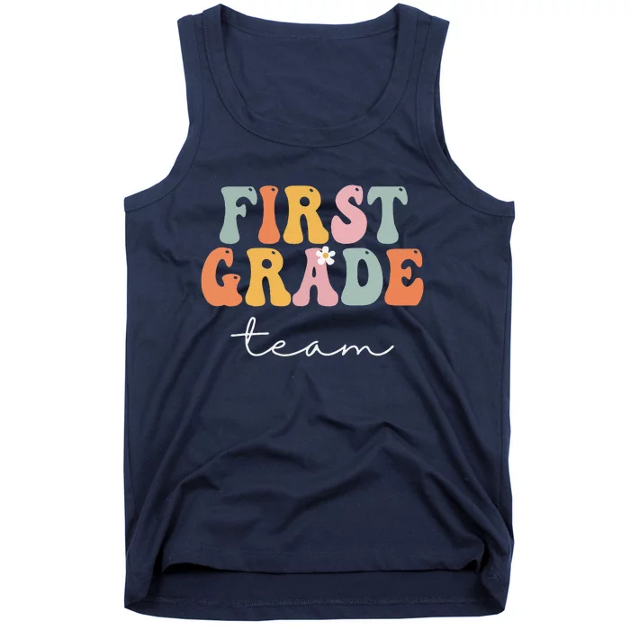 First Grade Team Retro Groovy Vintage First Day Of School Tank Top