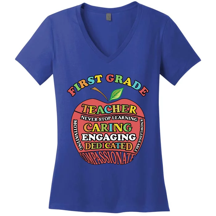 First Grade Teacher Life 1St Grade Teacher Gift Women's V-Neck T-Shirt