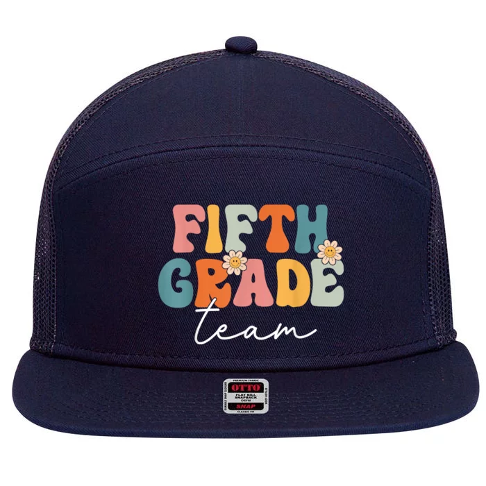 Fifth Grade Team Retro Groovy Back To School 5th Grade 7 Panel Mesh Trucker Snapback Hat