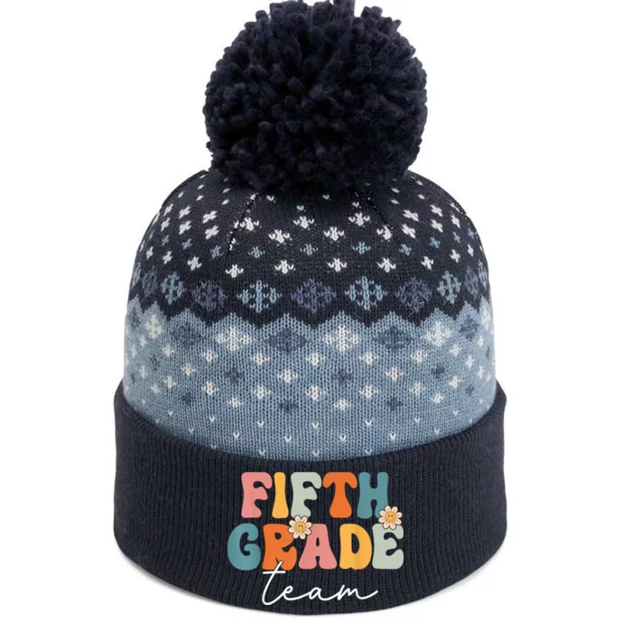 Fifth Grade Team Retro Groovy Back To School 5th Grade The Baniff Cuffed Pom Beanie