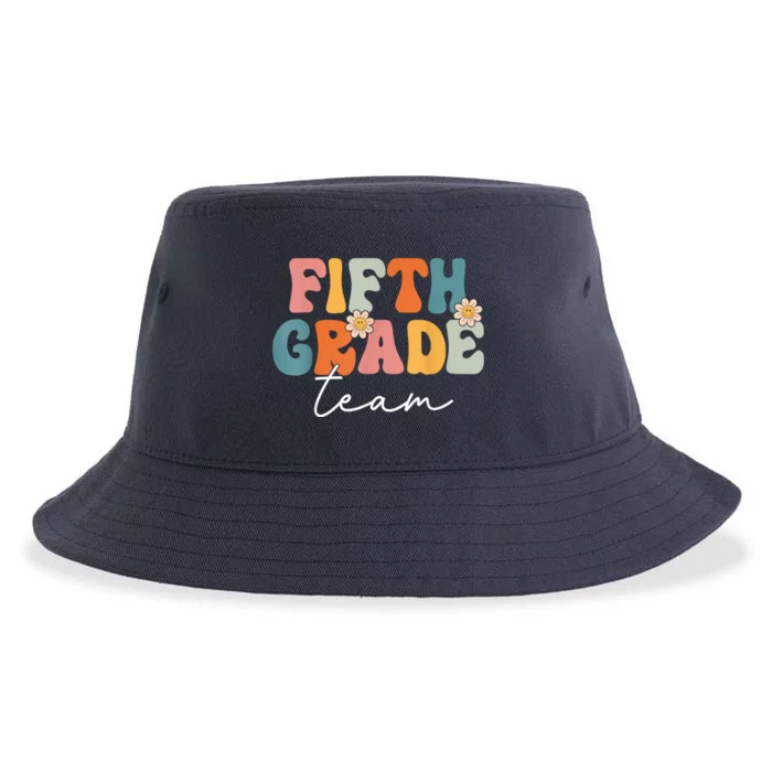 Fifth Grade Team Retro Groovy Back To School 5th Grade Sustainable Bucket Hat