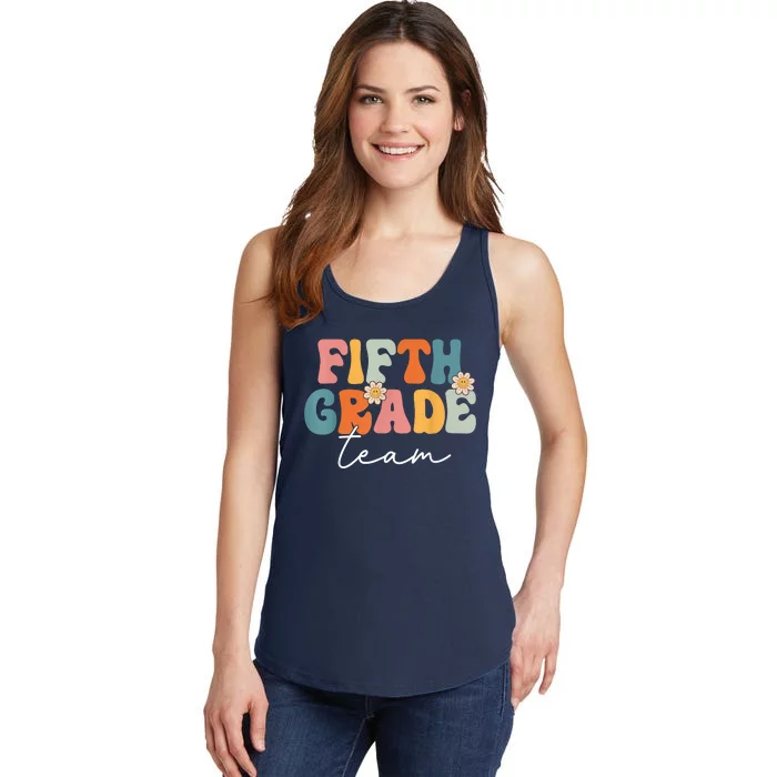 Fifth Grade Team Retro Groovy Back To School 5th Grade Ladies Essential Tank