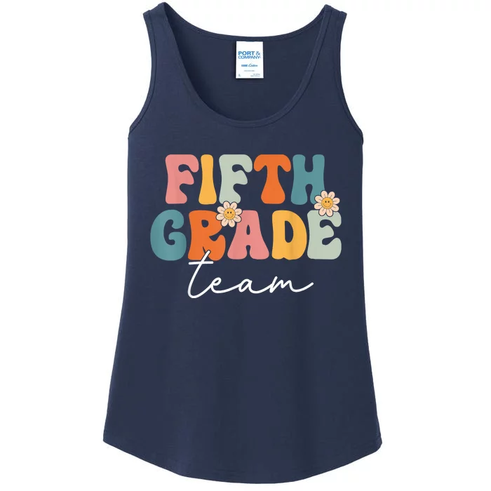 Fifth Grade Team Retro Groovy Back To School 5th Grade Ladies Essential Tank