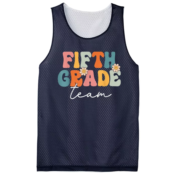 Fifth Grade Team Retro Groovy Back To School 5th Grade Mesh Reversible Basketball Jersey Tank