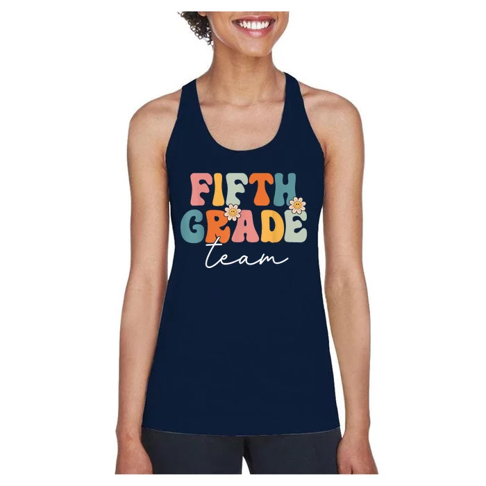 Fifth Grade Team Retro Groovy Back To School 5th Grade Women's Racerback Tank