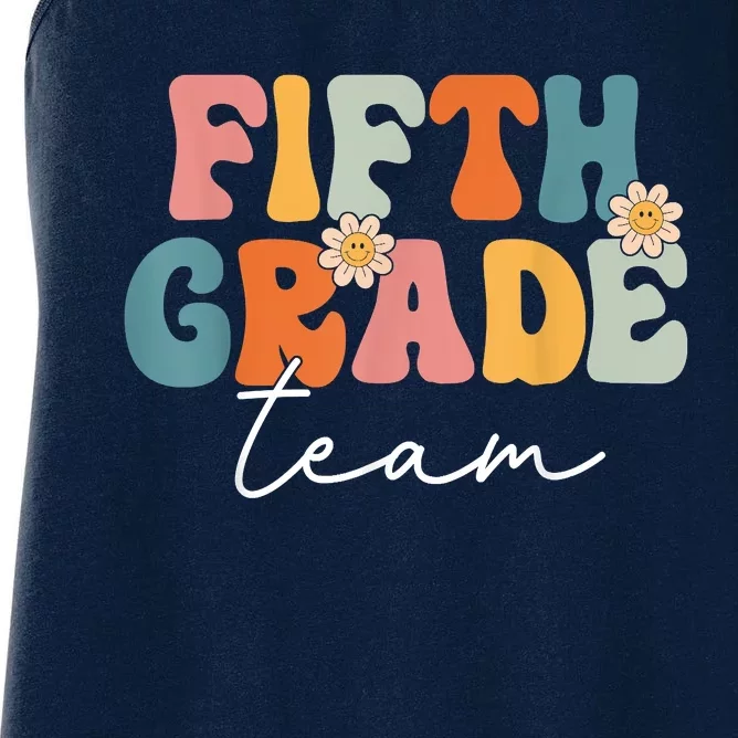 Fifth Grade Team Retro Groovy Back To School 5th Grade Women's Racerback Tank