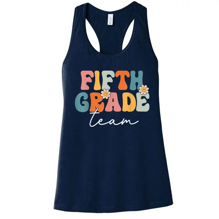 Fifth Grade Team Retro Groovy Back To School 5th Grade Women's Racerback Tank