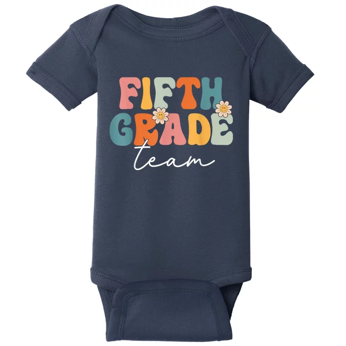 Fifth Grade Team Retro Groovy Back To School 5th Grade Baby Bodysuit