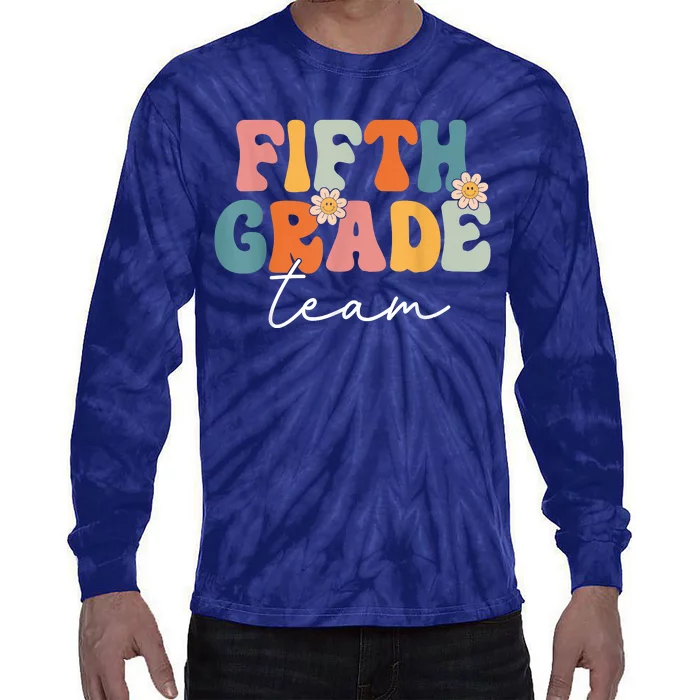 Fifth Grade Team Retro Groovy Back To School 5th Grade Tie-Dye Long Sleeve Shirt