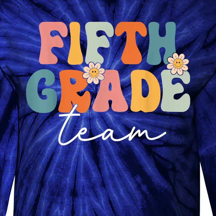 Fifth Grade Team Retro Groovy Back To School 5th Grade Tie-Dye Long Sleeve Shirt