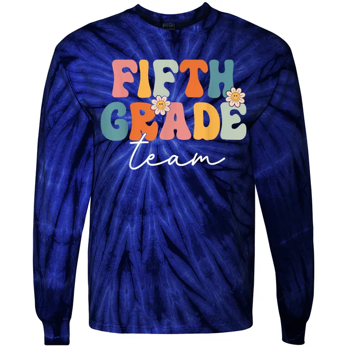 Fifth Grade Team Retro Groovy Back To School 5th Grade Tie-Dye Long Sleeve Shirt