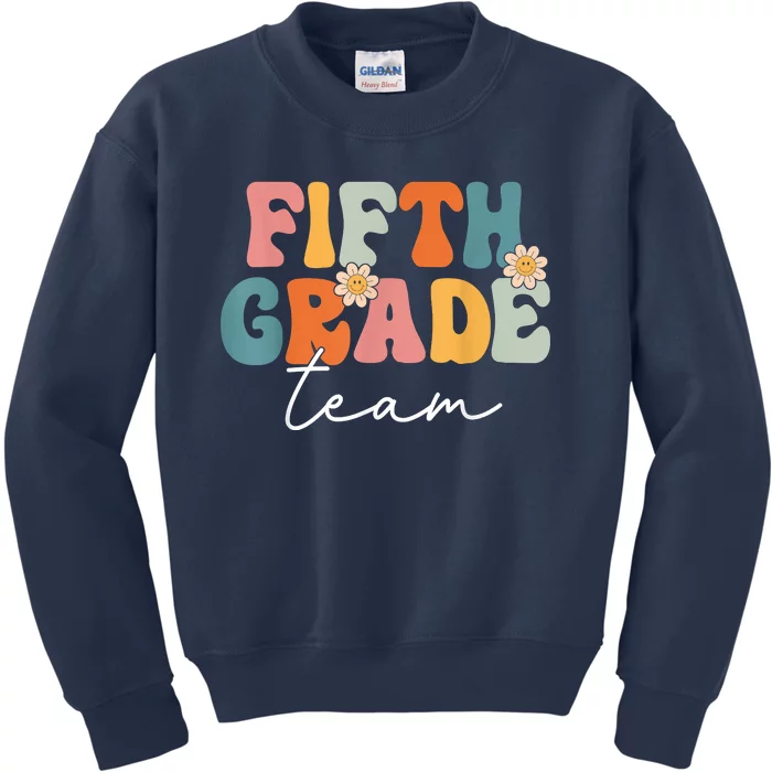 Fifth Grade Team Retro Groovy Back To School 5th Grade Kids Sweatshirt