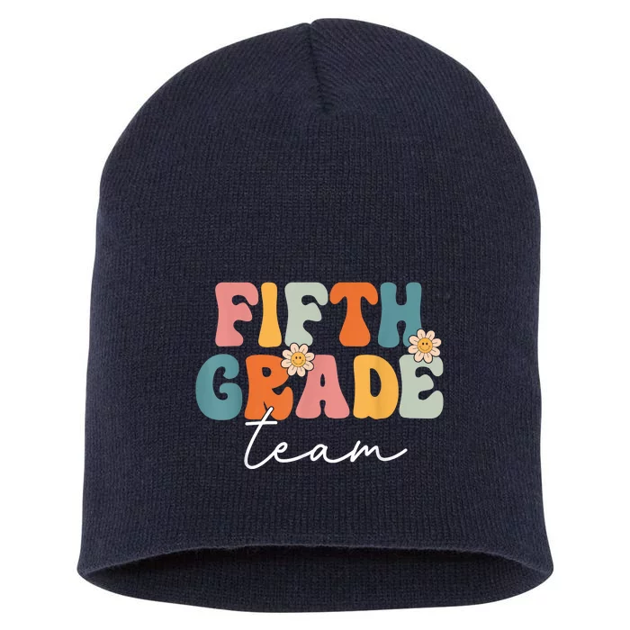 Fifth Grade Team Retro Groovy Back To School 5th Grade Short Acrylic Beanie