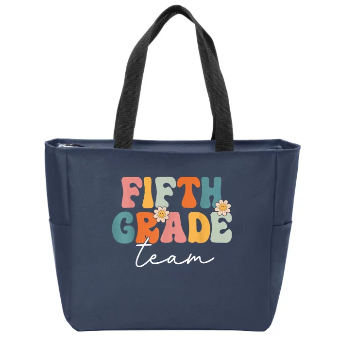 Fifth Grade Team Retro Groovy Back To School 5th Grade Zip Tote Bag