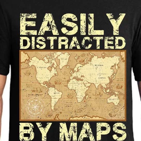 Funny Geography Teacher Easily Distracted By Maps Pajama Set