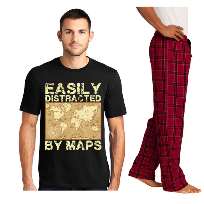 Funny Geography Teacher Easily Distracted By Maps Pajama Set