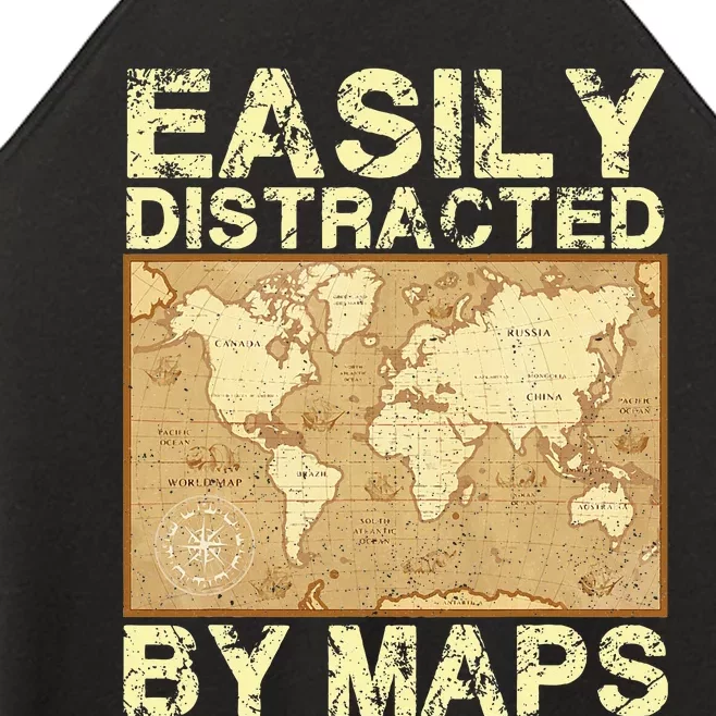 Funny Geography Teacher Easily Distracted By Maps Women’s Perfect Tri Rocker Tank