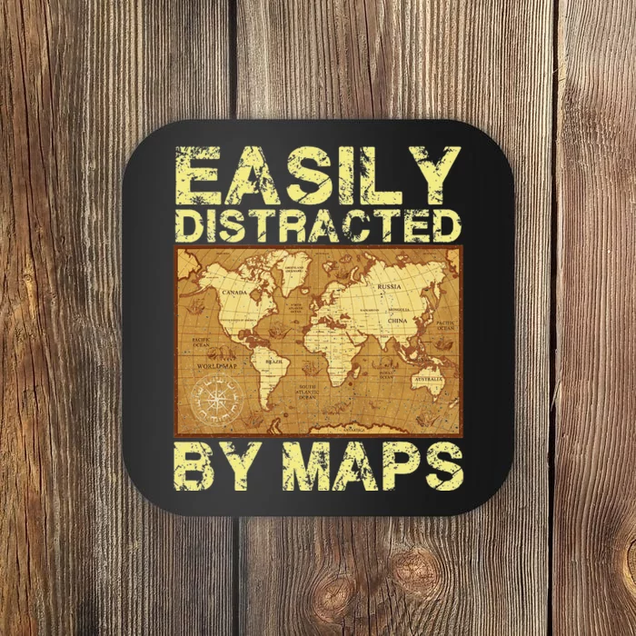 Funny Geography Teacher Easily Distracted By Maps Coaster