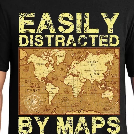 Funny Geography Teacher Easily Distracted By Maps Pajama Set