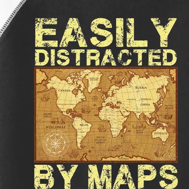 Funny Geography Teacher Easily Distracted By Maps Toddler Fine Jersey T-Shirt