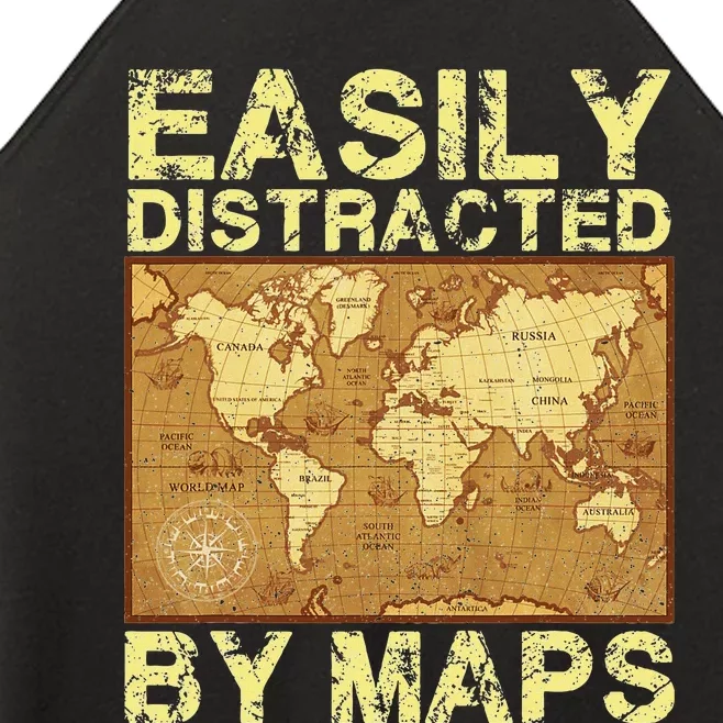 Funny Geography Teacher Easily Distracted By Maps Women’s Perfect Tri Rocker Tank