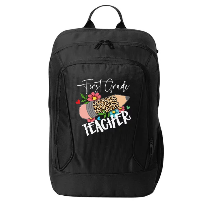 First Grade Teacher Leopard Pencil 1st Grade  Teacher City Backpack