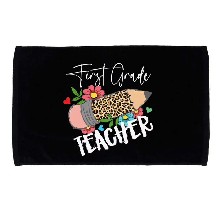 First Grade Teacher Leopard Pencil 1st Grade  Teacher Microfiber Hand Towel