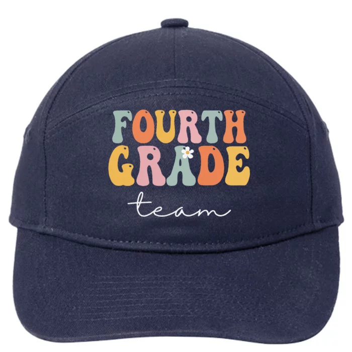 Fourth Grade Team Retro Groovy Vintage First Day Of School 7-Panel Snapback Hat