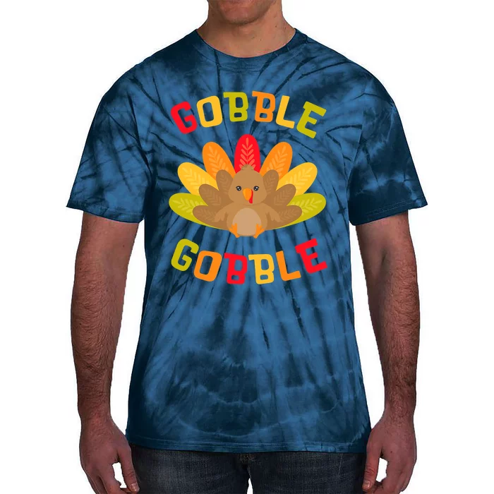 Funny GOBBLE Thanksgiving with Cute Colorful Turkey Tie-Dye T-Shirt