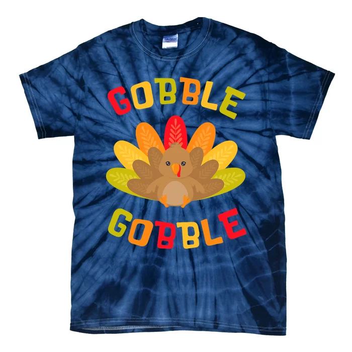 Funny GOBBLE Thanksgiving with Cute Colorful Turkey Tie-Dye T-Shirt