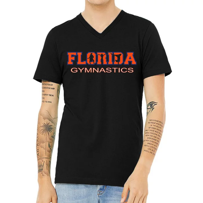 Florida Gymnastics Tumbling Gear Gymnast Aerobic Dance V-Neck T-Shirt