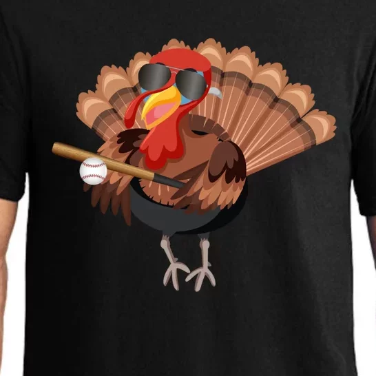 Funny Graphic Thanksgiving Turkey Baseball Bat Gift Pajama Set