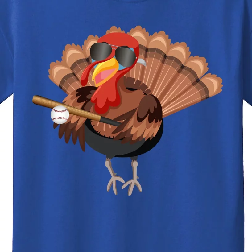 Funny Graphic Thanksgiving Turkey Baseball Bat Gift Kids T-Shirt